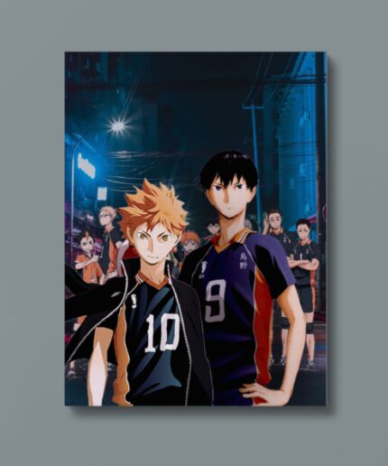 Haikyu!! All Characters Metal Poster, featuring a dynamic collection of popular anime characters from the series.