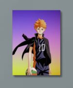 Hinata Shoyo Metal Poster from Haikyu!!, featuring the energetic volleyball player in action with high-quality, vibrant artwork.