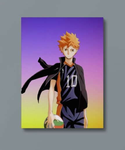 Hinata Shoyo Metal Poster from Haikyu!!, featuring the energetic volleyball player in action with high-quality, vibrant artwork.